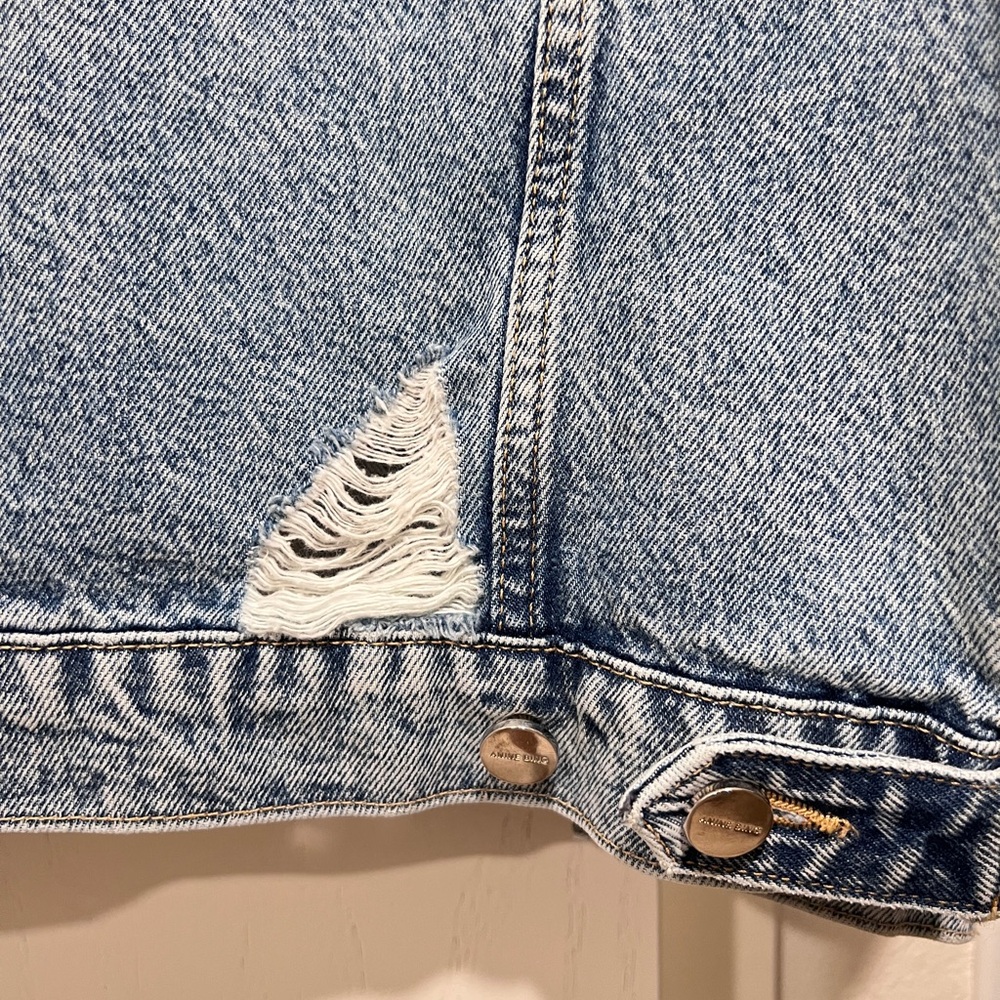 Anine Bing Light Blue Distressed Denim Jacket - Picture 12 of 12